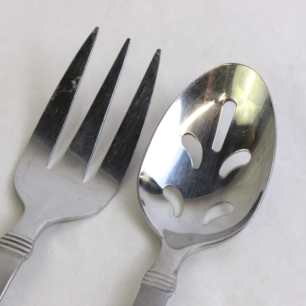 Lot of 2 Martha Stewart MFS1 Stainless Flatware Serving Fork and Slotted Spoon