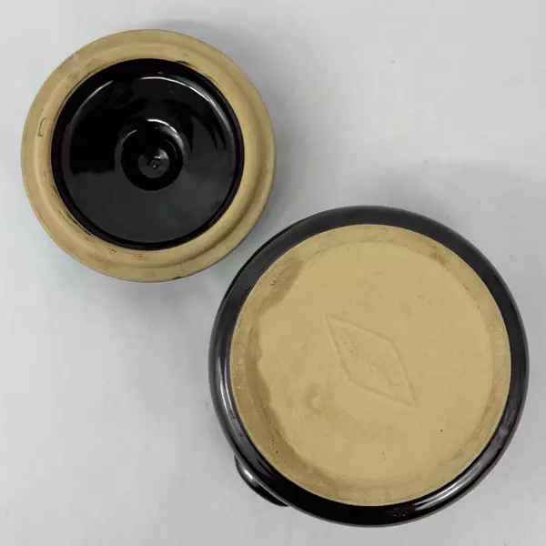 West Bend Bean Pot Stock Pot with Lid Brown Glazed Stoneware USA