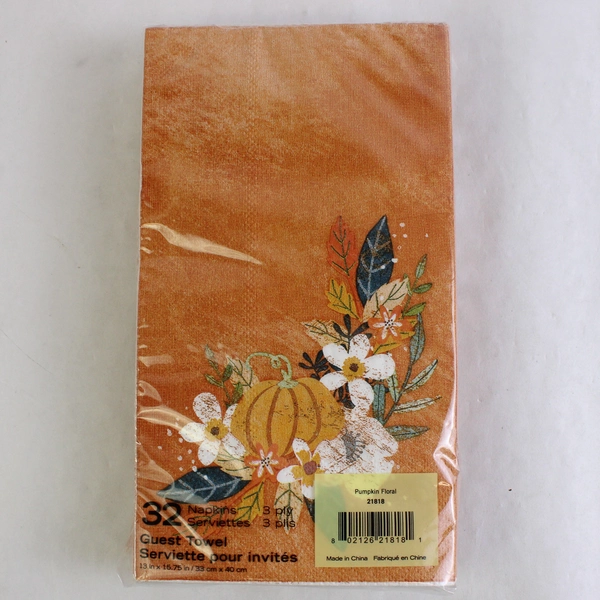 Lot Of 2 Trend Setter Pumpkin Floral/Harvest Luncheon & Guest Paper Napkins