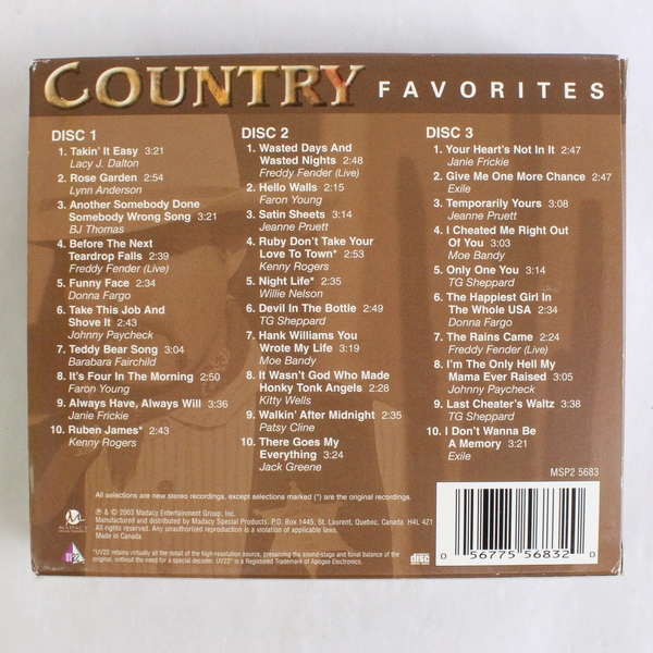Country Favorites by Various 3 Disc Box Set (CD, 2003)