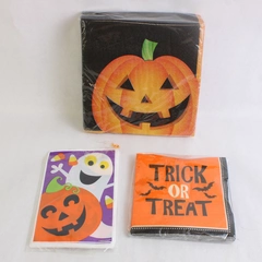 Lot Of 3 Halloween Jack-O-Lantern Beverage & Lunch Paper Napkins & Treat Bags