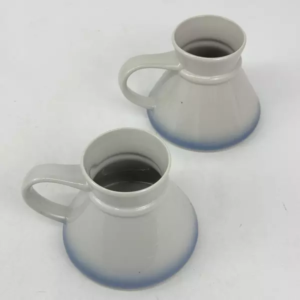 Lot of 2 Ceramic Travel Coffee or Tea Mugs With Wide Bases And Irises