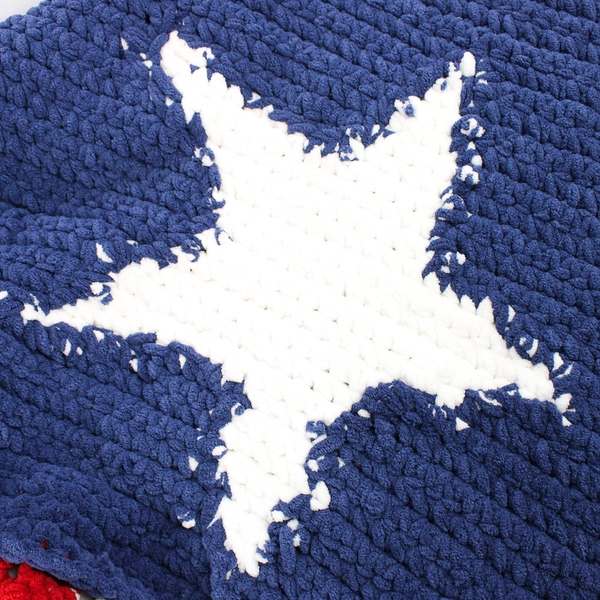 Handmade Red White and Blue Texas Flag Shawl 26" x 64"