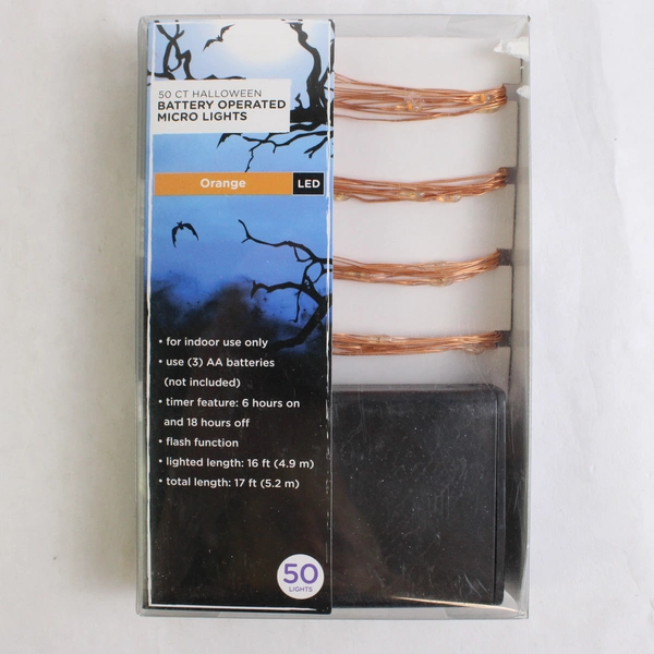 Lot Of 2 Big Lots Stores Battery Operated Micro Lights Halloween Ghost Orange