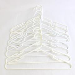 Lot of 10 White Plastic Clothes Hangers for Shirts Dresses and Pants