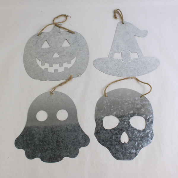 Lot Of 4 Unbranded Hanging Wall Decor Halloween Ghost Skull Witch Hat Pumpkin