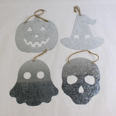 Lot Of 4 Unbranded Hanging Wall Decor Halloween Ghost Skull Witch Hat Pumpkin