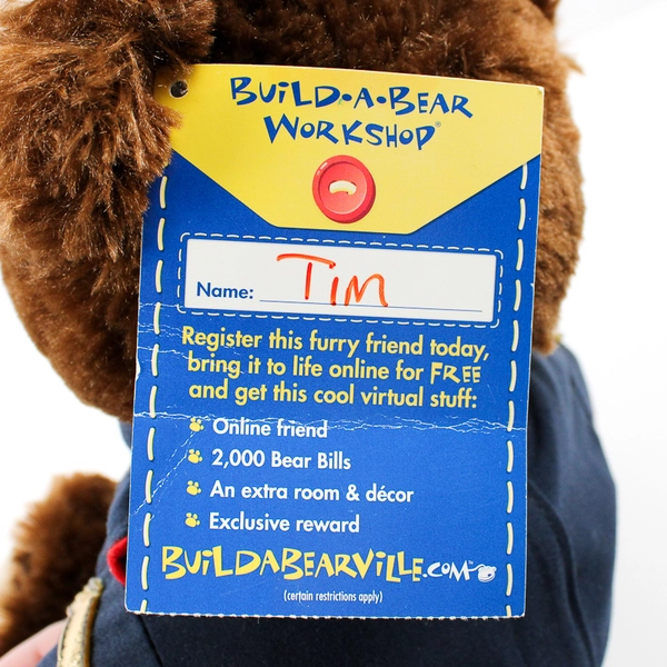 Build-A-Bear 14" Lil Chocolate Cub in USA Uniform With Tag