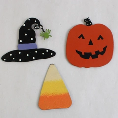 Lot Of 3 Unbranded Halloween Metal Magnets Jack-O-Lantern Witch Hat Candy Corn