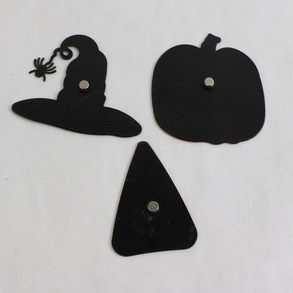 Lot Of 3 Unbranded Halloween Metal Magnets Jack-O-Lantern Witch Hat Candy Corn