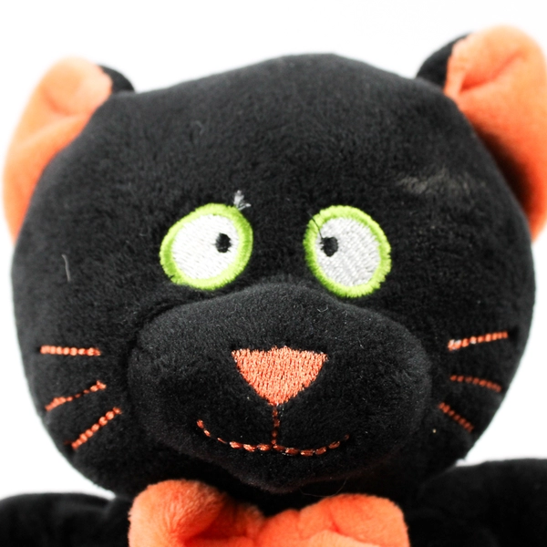 City Streets Black Orange Plush Kitty Cat Bowtie Bow Stuffed Animal 10.5"