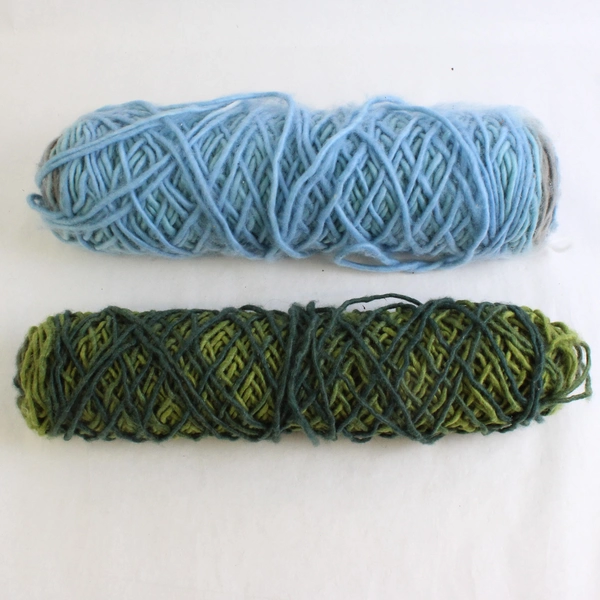 1.65 lb Lot of 2 Large Fuzzy Yarn Skeins Blue and Green