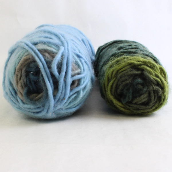 1.65 lb Lot of 2 Large Fuzzy Yarn Skeins Blue and Green