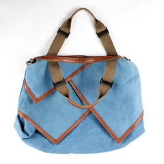 Blue and Brown Duffel Bag 19" Travel Gym Weekender Carry-On Bag