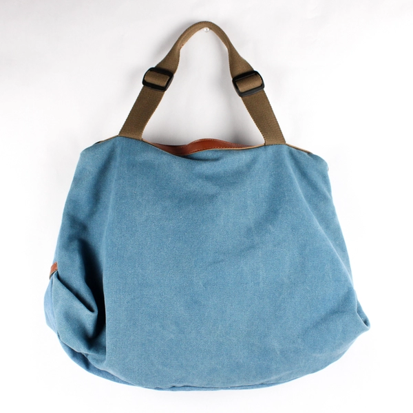 Blue and Brown Duffel Bag 19" Travel Gym Weekender Carry-On Bag