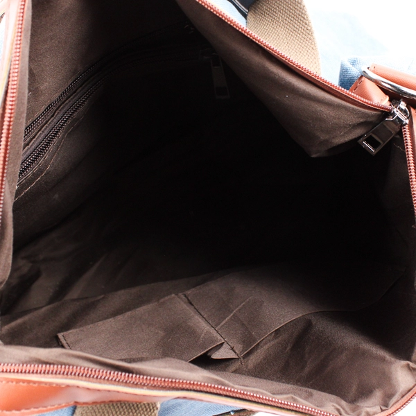 Blue and Brown Duffel Bag 19" Travel Gym Weekender Carry-On Bag