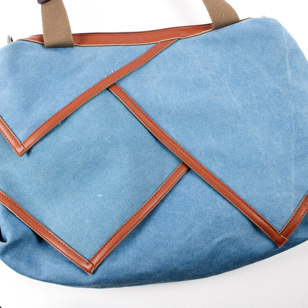 Blue and Brown Duffel Bag 19" Travel Gym Weekender Carry-On Bag