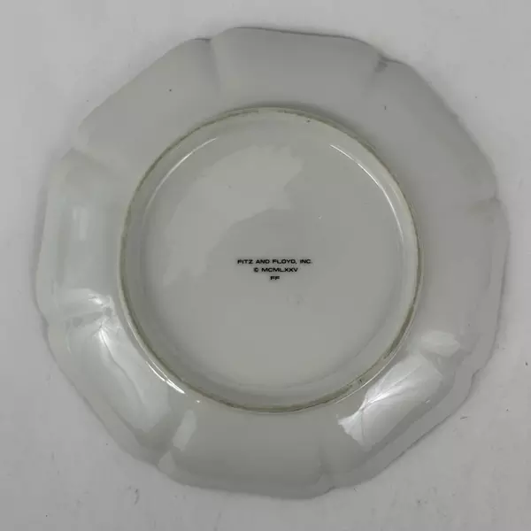 1975 Fitz and Floyd Scalloped Edge Plate Blue Green Yellow Bird And Flowers 