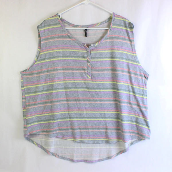 Jaclyn Intimates Multicolor Striped Sleeveless Pajama Shirt Women's Size 2X