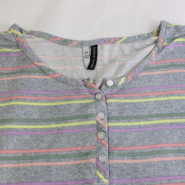 Jaclyn Intimates Multicolor Striped Sleeveless Pajama Shirt Women's Size 2X