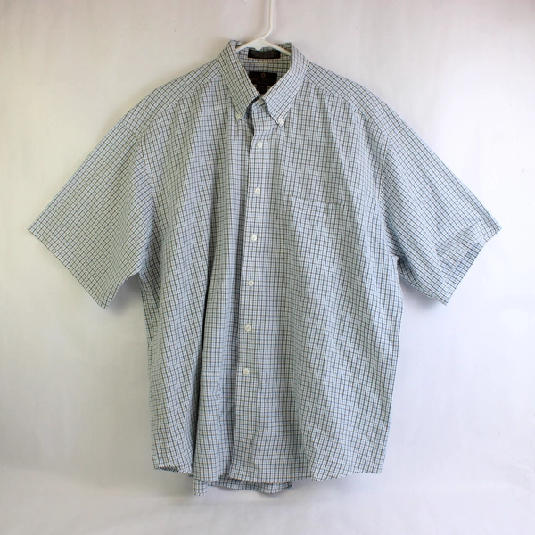 Bill Blass Blue & Yellow Plaid Short-Sleeved Button-Down Shirt Men's XL