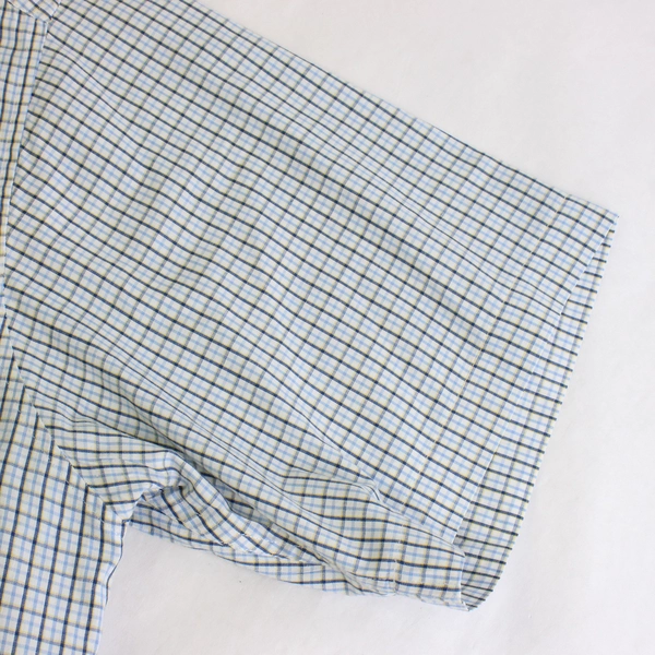 Bill Blass Blue & Yellow Plaid Short-Sleeved Button-Down Shirt Men's XL