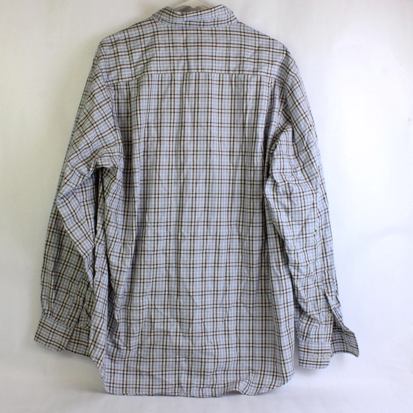 Kirkland Signature Blue & Brown Plaid Long-Sleeve Button-Down Shirt Men's XL