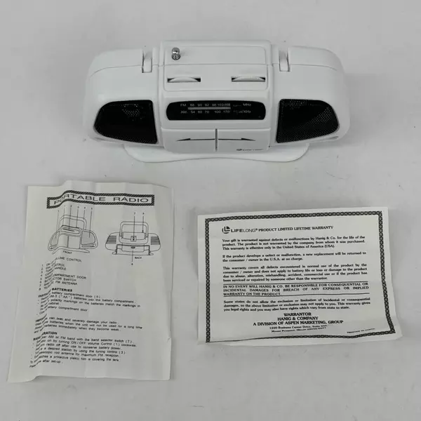 Life Long Portable AM FM Radio Compact Lightweight White 