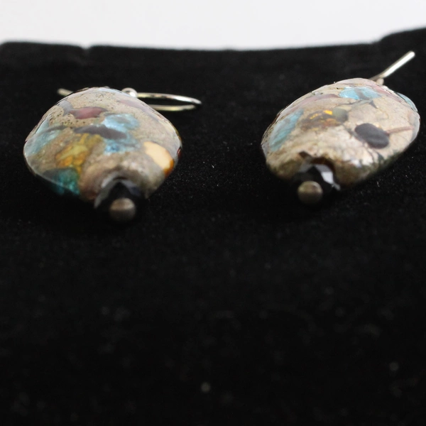 Multicolor Mosaic Murano Glass Dangle Drop Earrings