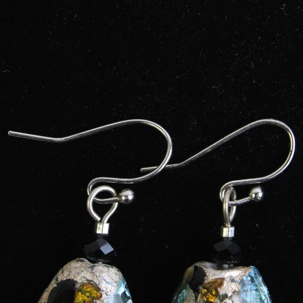Multicolor Mosaic Murano Glass Dangle Drop Earrings