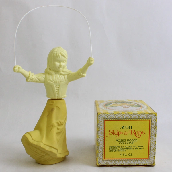 Vintage Avon Skip A Rope Decanter Roses, Roses Cologne (Full Bottle, 4 Oz)