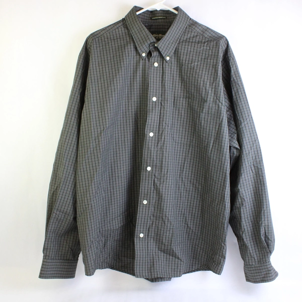 Eddie Bauer Black Red White Plaid Long-Sleeve Button-Down Shirt Men's XL