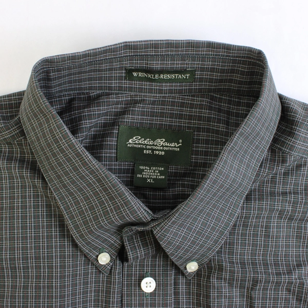 Eddie Bauer Black Red White Plaid Long-Sleeve Button-Down Shirt Men's XL