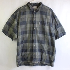 Columbia Sportswear Green and Blue Plaid Short-Sleeve Button-Up Men's Size XL