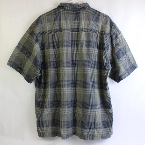 Columbia Sportswear Green and Blue Plaid Short-Sleeve Button-Up Men's Size XL