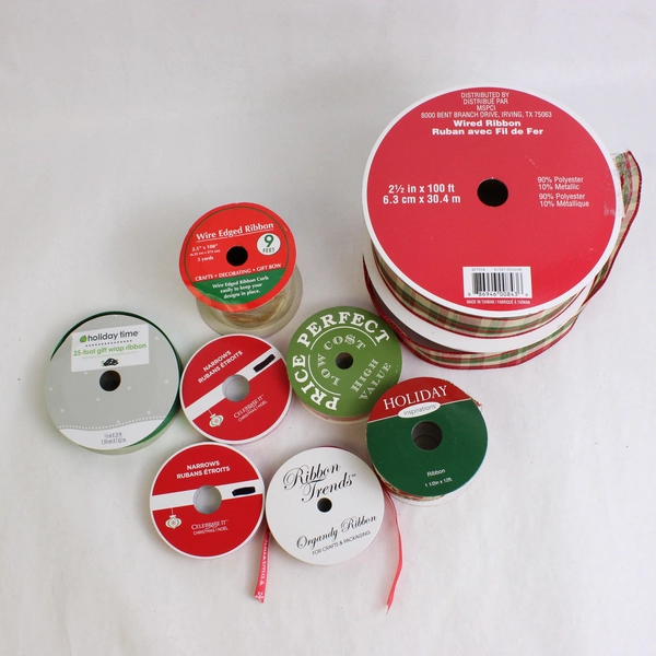 Lot of 9 Rolls Christmas Holiday Gift Wrap Ribbon