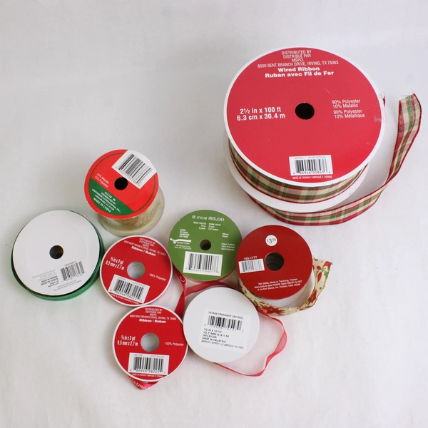 Lot of 9 Rolls Christmas Holiday Gift Wrap Ribbon