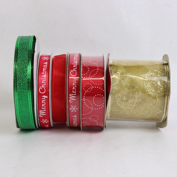 Lot of 9 Rolls Christmas Holiday Gift Wrap Ribbon