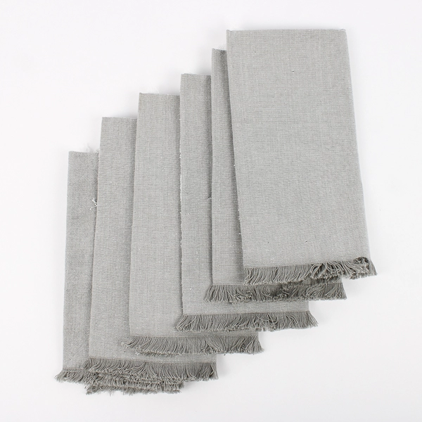 Set of 6 Au Natural Gray and White Cotton Kitchen Towels