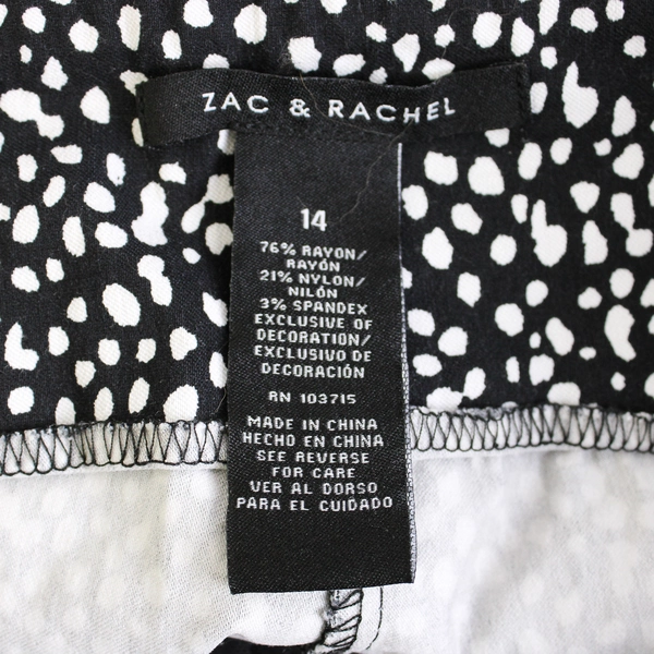 Zac & Rachel Black and White Spotted Capris Women's Size 14