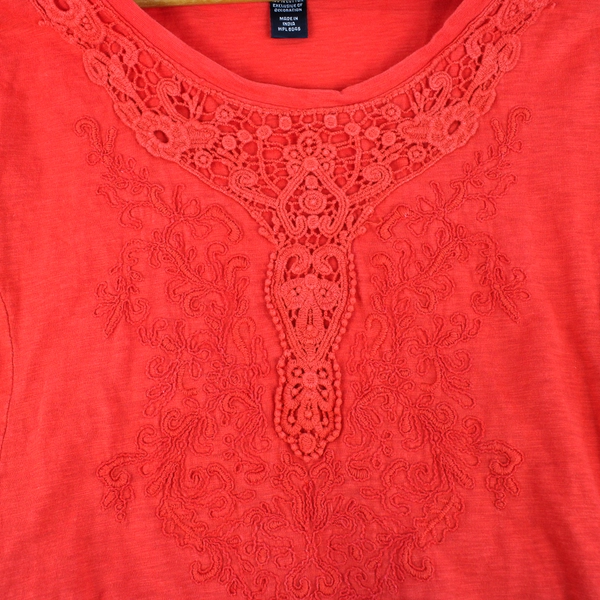 Style & Co. Orange Short-Sleeved Cotton T-Shirt Women's Small
