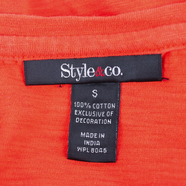 Style & Co. Orange Short-Sleeved Cotton T-Shirt Women's Small