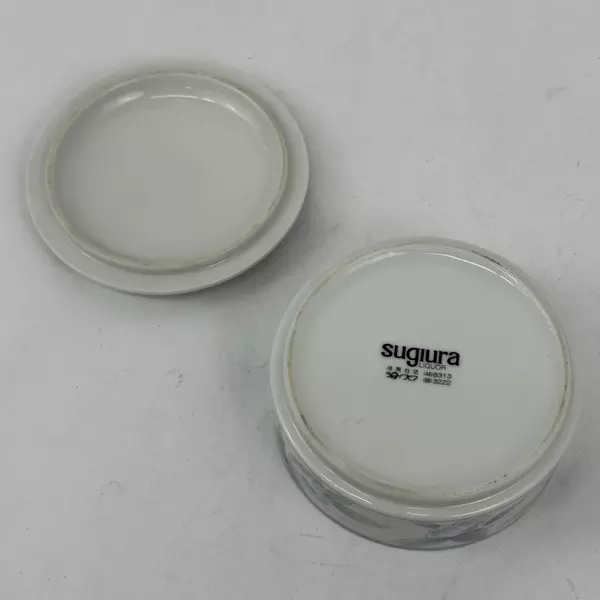 Sugiura Liquor Porcelain Trinket Box White With Blue Flowers