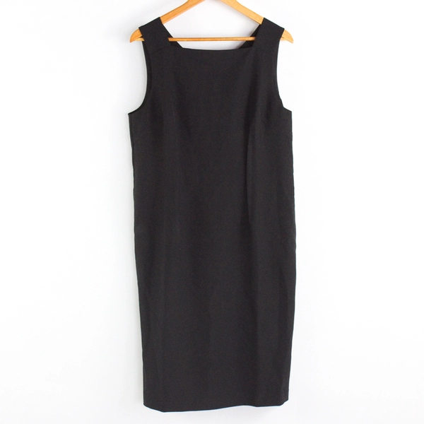 Joe Fresh Solid Black Sleeveless Midi Shift Dress Women's Size 12