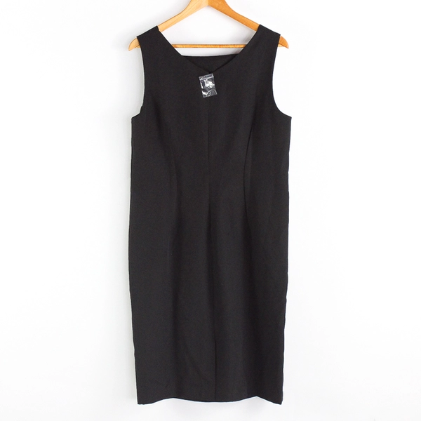 Joe Fresh Solid Black Sleeveless Midi Shift Dress Women's Size 12