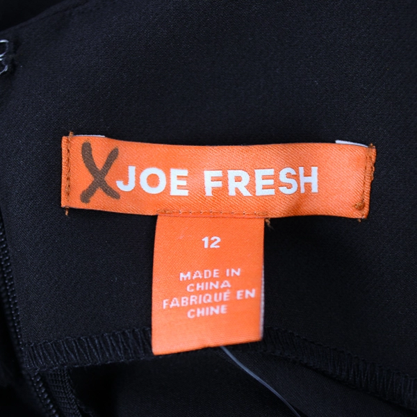 Joe Fresh Solid Black Sleeveless Midi Shift Dress Women's Size 12