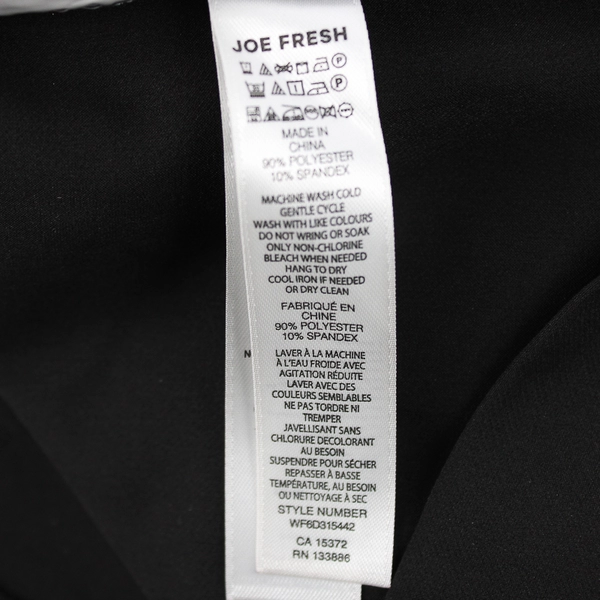 Joe Fresh Solid Black Sleeveless Midi Shift Dress Women's Size 12