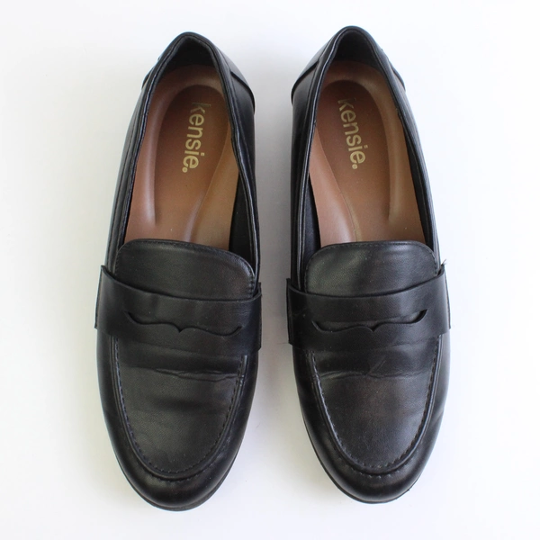 Kensie Solid Black Penny Loafers 'Gitty' With Padded Footbed Womens Size 9