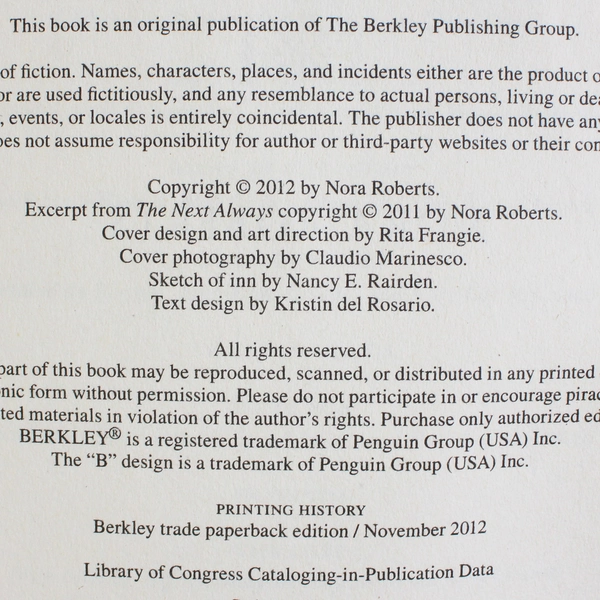 The Perfect Hope by Nora Roberts, 2012, Penguin Group, Paperback Book