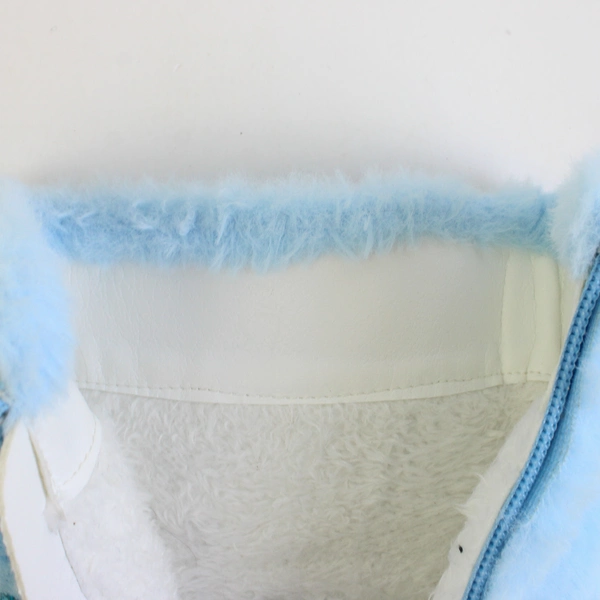 Unbranded Light Blue Shiny Sequin Faux Fur Trim Heel 1" Booties Girls Size 6.7